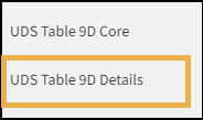 Reporting menu with yellow highlight box around the UDS Table 9D Details option.